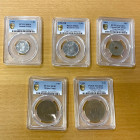BELGIAN CONGO: LOT of 5 graded coins, an attractive little group of African coins all graded by PCGS including: Belgian Congo 20 centimes 1906 UNC, 5 ...
