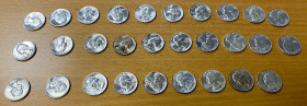 UNITED STATES: LOT of 29 Washington quarters, including 1959-D (17 pcs), 1960-P (5), and 1960-D (7); all pieces are BU; retail value $400, lot of 29 p...