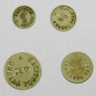 VENEZUELA: Hacienda Turumo, LOT of 4 tokens, ND (ca. 1900?), Rulau-Mir 33, 34, 35, and 36, 4 copper-nickel tokens (½, 1, 2, and 4 reales) of the Gomez...