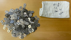 FIJI: LOT of 623 coins, all 1965 pennies (KM-21, 623 pieces, BU), in canvas bag (of issue?); retail value $1250, lot of 623 coins.
Estimate: USD 325 ...