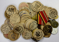 WORLDWIDE: LOT of 83 coins and exonumia items, including Austria (1 pc), Belgium (1), China/Empire (6), France (1), Germany (6), Hungary (1), India (2...