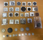 WORLDWIDE: LOT of 40 coins and exonumia items, including Algeria (1 pc), Australia (1), Brazil (1), Canada (1), Cuba (12), Fiji (1), Guatemala (1), Hu...
