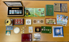 WORLDWIDE: LOT of 28 coins & proof and mint sets, including Aruba (1, partial set, euro prototypes), Belize (1, 2-piece partial set), Canada (1), Chin...