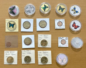 WORLDWIDE: LOT of 19 coins, featuring Butterflies, Beetles, and Dragonflies, including from Palau (3 pcs), Papua New Guinea (4), Poland (7), St. Thoma...