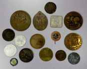 WORLDWIDE: LOT of 16 tokens, medals, and pins, all bread or famine related, including Austria (4 pcs), France (2), Germany (5), Netherlands (2), and U...