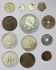 WORLDWIDE: LOT of 13 coins, an eclectic group of world coins from Brazil, Cuba, Yemen, French Indochina, German East Africa, Bhutan, Saint Helena, Bol...