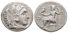 Kingdom of Macedon. Alexander III 'the Great' AR Drachm.
circa 310-301 BC. Head of Herakles right, wearing lion's skin / Zeus Aëtophoros seated left; ...