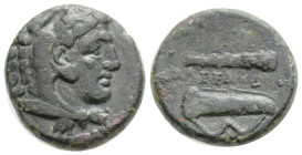 KINGS OF MACEDON. Alexander III 'the Great' (336-323 BC). Ae Unit. Uncertain mint in Western Asia Minor.
Obv: Head of Herakles right, wearing lion ski...
