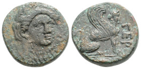 TROAS. Gergis. Ae (4th century BC).
Obv: Laureate head of Sibyl Herophile facing slightly right.
Rev: ΓΕΡ. Sphinx seated right. SNG Arikantürk 541-2...