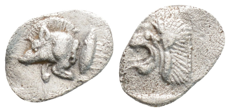 MYSIA. Kyzikos. Hemiobol (Circa 450-400 BC).
Obv: Forepart of boar left; to righ...