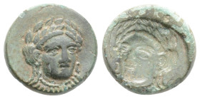 TROAS. Gergis. Ae (4th century BC).
Obv: Laureate head of Sibyl Herophile facing slightly right.
Rev: Brockage Laureate head of Sibyl Herophile facing...