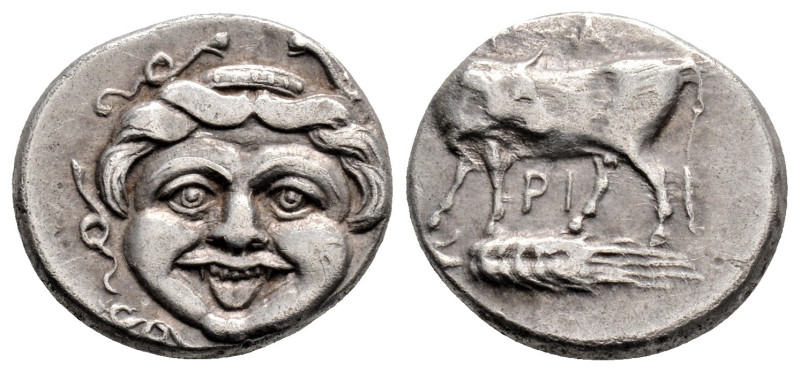 MYSIA. Parion. Hemidrachm (4th century BC).
Obv: ΠA / PI. Bull standing left, he...