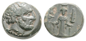 ACHAEMENID EMPIRE. Tissaphernes (Satrap of Mysia, 400-395 BC). Ae. Astyra.
Obv: TIΣΣΑ. Bare head right.
Rev: AΣTYPH. Facing statue of Artemis Astyrene...