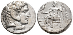 Greek, Kings of Macedon. Babylon. Alexander III "the Great" 336-323 BC. Tetradrachm AR,25,5 mm., 17,7 g.
Head of Herakles right, wearing lion skin hea...