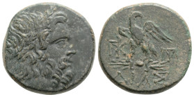 BITHYNIA. Dia. Ae (Circa 95-90 or 80-70 BC). Struck under Mithradates VI Eupator.
Obv: Laureate head of Zeus right.
Rev: ΔΙΑΣ. Eagle, with head right ...