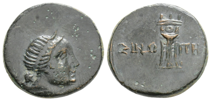 PAPHLAGONIA. Sinope. Ae (Circa 120-63 BC).
Obv: Bust of Artemis right, bow and q...