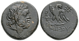 PONTOS. Amisos. Ae (Circa 85-65 BC).
Obv: Laureate head of Zeus right.
Rev: ΑΜΙΣΟΥ. Eagle standing left on thunderbolt, head right; star above; in lef...