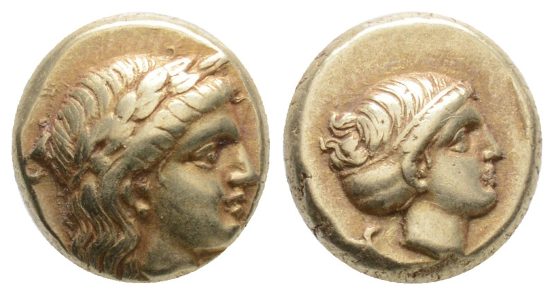 LESBOS. Mytilene. EL Hekte (Circa 377-326 BC).
Obv: Laureate head of Apollo righ...