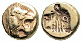 LESBOS. Mytilene. EL Hekte (Circa 521-478 BC).
Obv: Head of roaring lion right.
Rev: Incuse head of calf right; rectangular punch to left. Bodenstedt ...