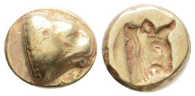 LESBOS. Mytilene. EL Hekte (Circa 478-455 BC). Obv: Head of lion right; ΛE below. Rev: Incuse head of bull right. Bodenstedt 28; HGC 6, 955. Condition...