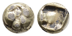 IONIA. Ephesos. Fourrée EL 1/24 Stater (Circa 610-575 BC).
Obv: Lion's paw.
Rev: Incuse square punch. Karwiese Series I/Type 3.
Condition: Very fine.
...