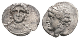 CILICIA. Uncertain. Obol (4th century BC).
Obv: Female head facing slightly left, wearing ornamented sphendone.
Rev: Head of Aphrodite left.
Göktürk 5...