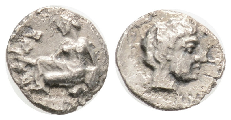 CILICIA. Tarsos. Obol (Circa 389-375 BC). Obv: Young woman kneeling left, castin...