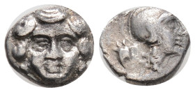PISIDIA. Selge. Obol (Circa 350-300 BC).
Obv: Facing gorgoneion.
Rev: Helmeted head of Athena right; astragalos to left.
SNG BN 1930-4.
Condition: Ver...