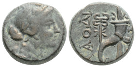 PHRYGIA. Laodicea. Ae (Circa 133/88-67 BC).
Obv: Diademed bust of Aphrodite right.
Rev: ΛΑOΔΙKΕΩΝ. Filleted cornucopiae and filleted caduceus in inner...
