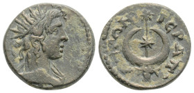 PHRYGIA. Hierapolis. Pseudo-autonomous issue. Hemiassarion. Time of Antoninus Pius, 138-161. 
Obv: Radiate and draped bust of Apollo Lairbenos to righ...