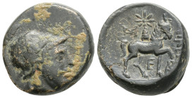PHRYGIA. Epikteteis. Ae (2nd-1st centuries BC).
Obv: Helmeted and draped bust (of Athena?) right; H to left.
Rev: EΠIKTHTE. Horse prancing right; mono...