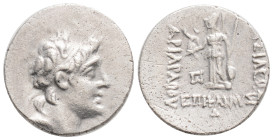 KINGS OF CAPPADOCIA. Ariarathes IX Eusebes Philopator (Circa 100-85 BC). Drachm. Mint A (Eusebeia under Mt. Argaios). Dated RY 4 (97/6 BC).
Obv: Diade...