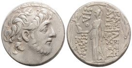 SELEUKID KINGDOM. Antiochos IX Eusebes Philopator (Kyzikenos) (114/3-95 BC). Tetradrachm. Antioch on the Orontes.
Obv: Diademed head right.
Rev: ΒΑΣΙΛ...