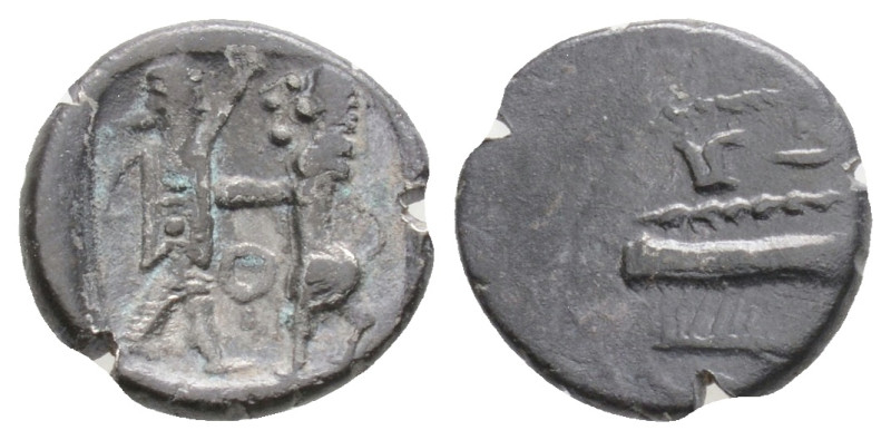 Samaria, uncertain mint AR Obol. Circa 375-333 BC. Obv: Sidonian galley to left ...