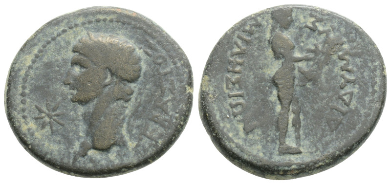 IONIA. Miletus. Claudius (41-54). Ae.
Obv: ΣEBAΣTOΣ. Laureate head left; star to...