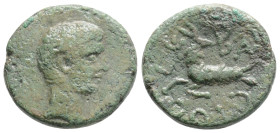 MYSIA. Parium. Augustus (27 BC-14 AD). Ae Quadrans.
Obv: AVG. Bare head right.
Rev: Capricorn left right. RPC I 2264; SNG BN 1438.
Condition: Very fin...