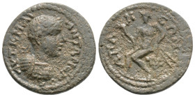 PHRYGIA. Apameia. Elagabalus (218-222). Ae.
Obv: AVT K M AV ANTΩNЄNOC. Laureate and cuirassed bust right.
Rev: AΠAMЄΩN. Marsyas seated left on rocks, ...