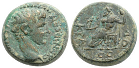 PHRYGIA. Synnada. Augustus (27 BC-14 AD). Ae. Krassos, magistrate.
Obv: CЄBACTOC CVNNAΔЄΩN. Bare head right.
Rev: KPACCOV. Zeus seated left on throne,...