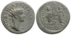 LYDIA. Magnesia ad Sipylum. Gaius (Caligula), with Germanicus and Agrippina Senior, 37-41. 
Obv: ΓAION KAICAPA CEBACTON. Radiate head of Gaius to righ...
