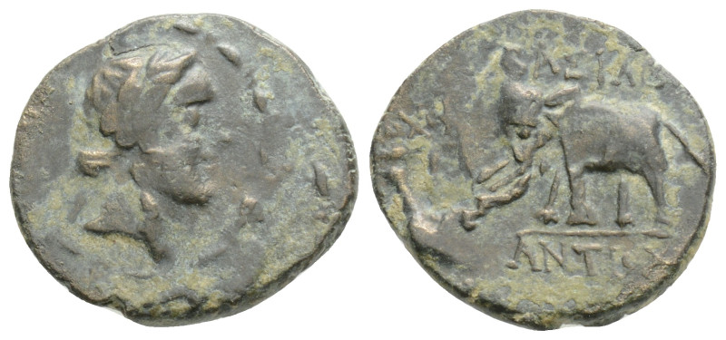 SELEUKID KINGDOM. Antiochos IV Epiphanes (175-164 BC). Ae.
Obv: Veiled and diade...