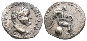 CAPPADOCIA. Caesarea (as Eusebeia). Vespasian (69-79). Hemidrachm.
Obv: AYTOKP KAICAP OYECΠACIANOC CEBA.
Laureate head right.
Rev: Nike seated right o...