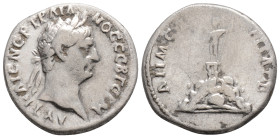 CAPPADOCİA, Caesarea. Trajan. (98-117 AD)
AR Didrachm.
Obv: Laureate head right
Rev: Mount Argaeus surmounted by Helios, holding sceptre and globe. Me...