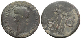 CLAUDIUS (41-54 AD) Rome. Ae.
Obv: bare head to left, around TI CLAVDIVS CAESAR AVG P M TR P IMP.
Rev: Minerva to right, helmeted and draped, hurling ...