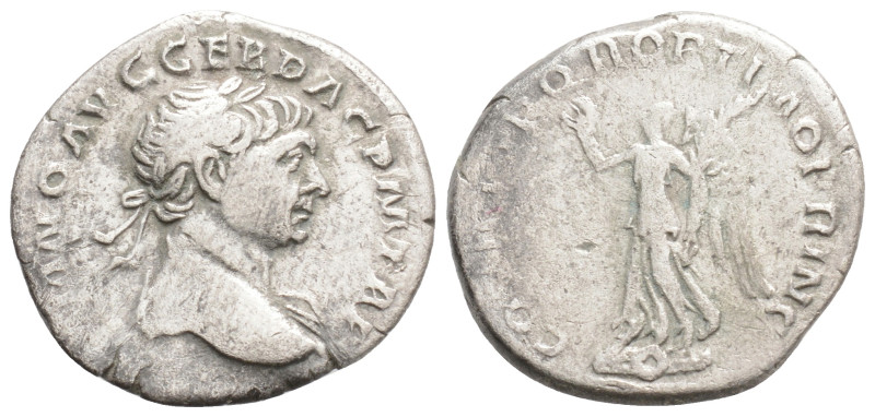 TRAJAN (98-117). Denarius. Rome.
Obv: IMP TRAIANO AVG GER DAC P M TR P.
Laurea...