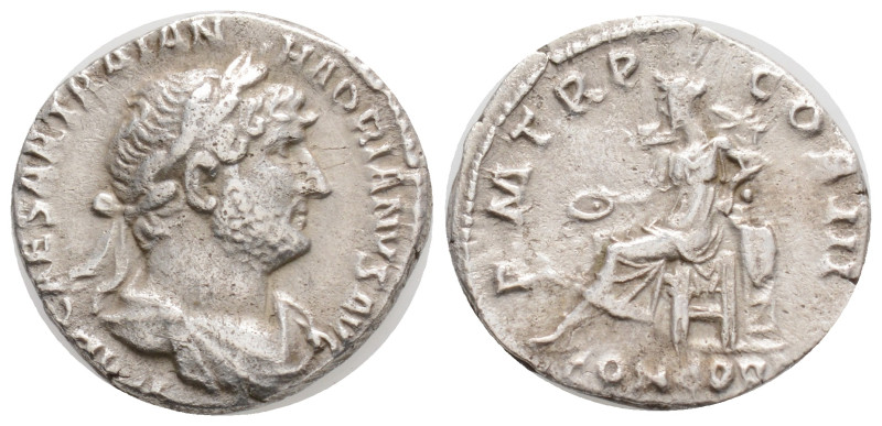 HADRIAN (117-138). Denarius. Rome.
Obv: IMP CAESAR TRAIAN HADRIANVS AVG.
Laureat...