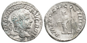 CARACALLA (198-217). Denarius. Rome.
Obv: ANTONINVS PIVS AVG BRIT.
Laureate head right.
Rev: P M TR P XVI COS IIII P P.
Libertas standing facing, head...