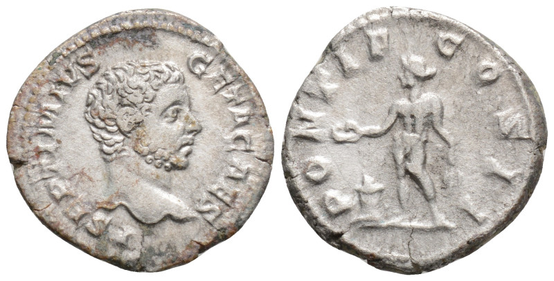 GETA (Caesar, 198-209). Denarius. Rome. Obv: P SEPTIMIVS GETA CAES. Bareheaded a...