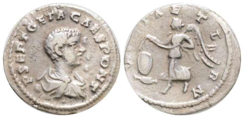 Geta, as Caesar, 198-209. Denarius (Silver, 14 mm, 3.1 g,), struck under Septimi...