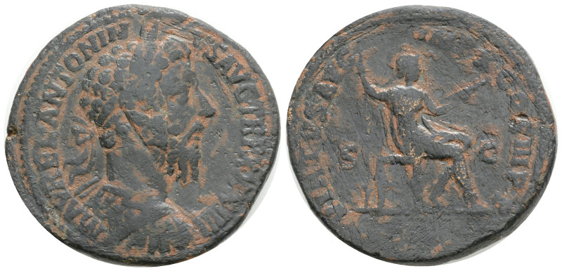 Roman Imperial Coins, MARCUS AURELIUS (161-180). Sestertius. Rome. 22,4 g. 28,3 ...