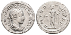 SEVERUS ALEXANDER (222-235). Denarius. Rome.
Obv: IMP C M AVR SEV ALEXAND AVG.
Laureate and draped bust right.
Rev: P M TR P COS P P.
Jupiter standing...